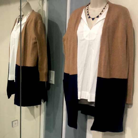 Madewell Kent Colorblock Coziest Sweater tan/blue - Picture 16 of 16